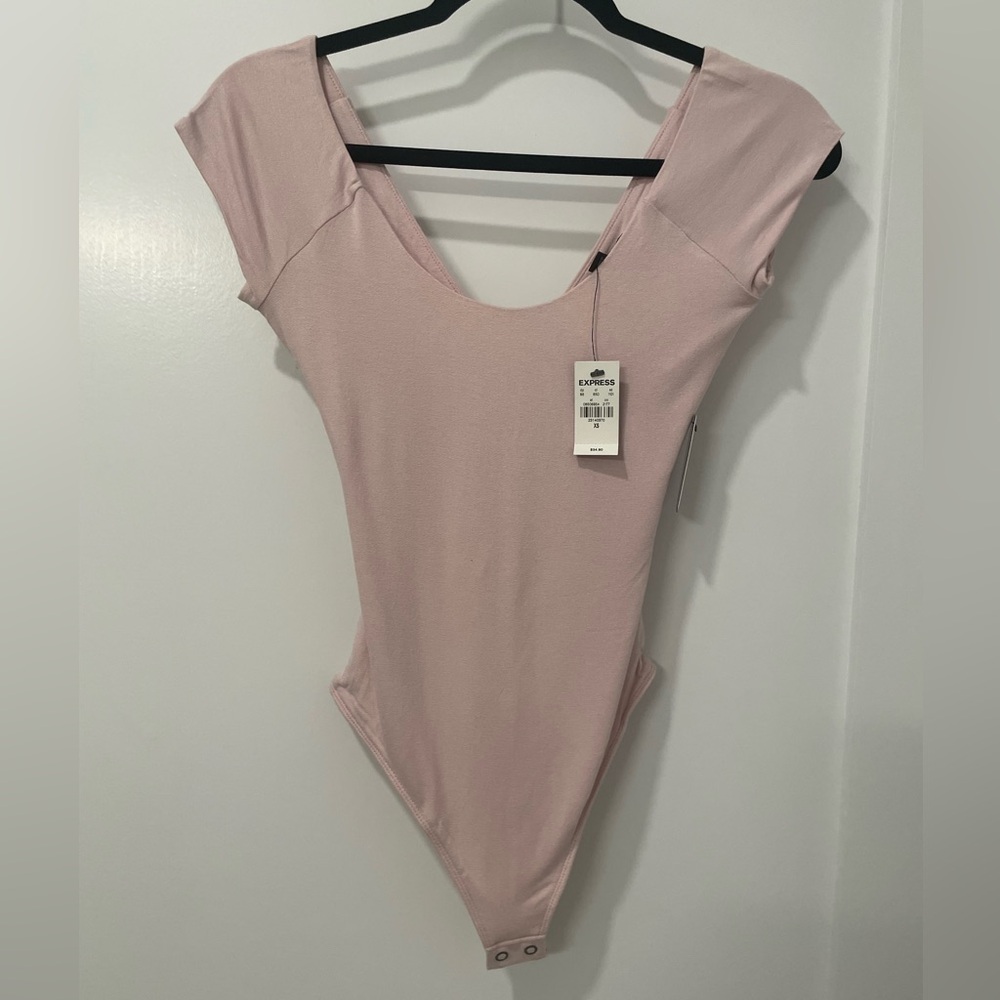Express Criss Cross Open Back Bodysuit - Pink - Size XS
